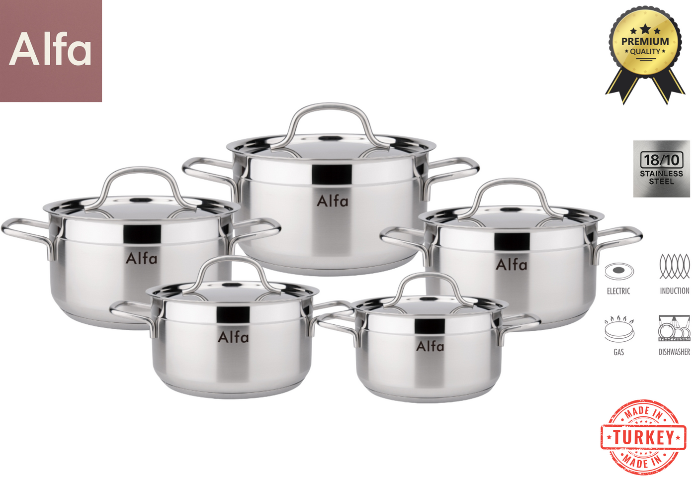 ALFA 10 PCS STAINLESS STEEL SET
